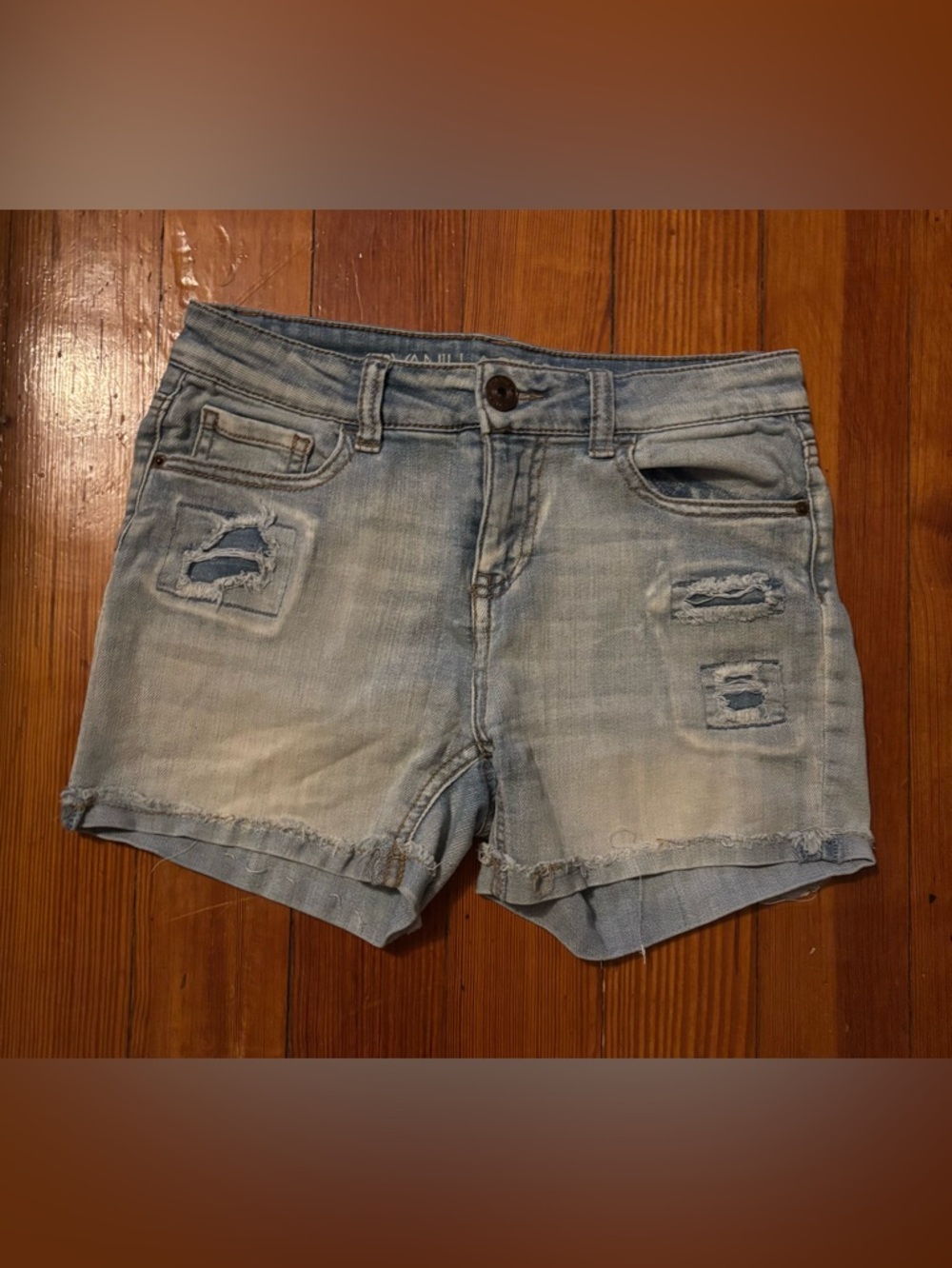 Light Blue Distressed Denim Shorts